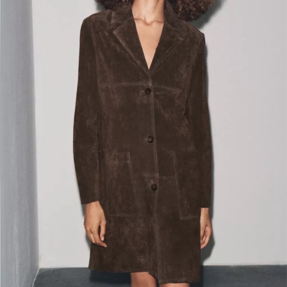 Zara brown suede coat